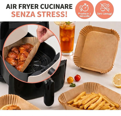 OFFERTA ESCLUSIVA | 100 PEZZI CARTA FORNO PER FRIGGITRICE AD ARIA