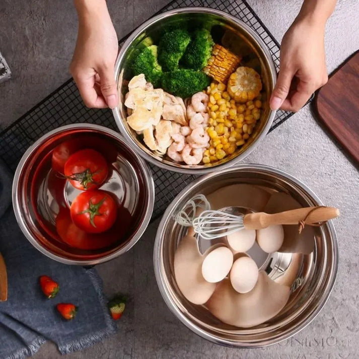 Set di contenitori alimentari rotondi in acciaio inox