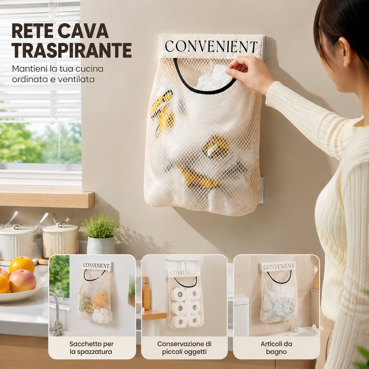 Sacchetto in Rete Portaoggetti da Appendere