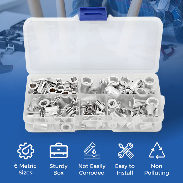 Set di dadi rivettati filettati da 100 pezzi