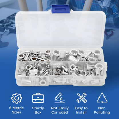 Set di dadi rivettati filettati da 100 pezzi