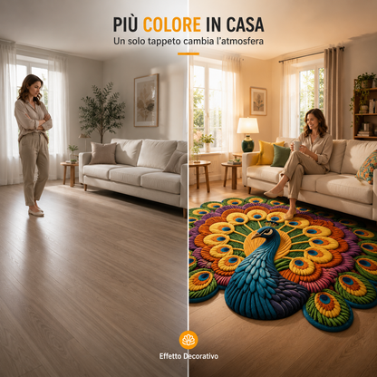 Tappeto Pavone 3D Antiscivolo Lavabile