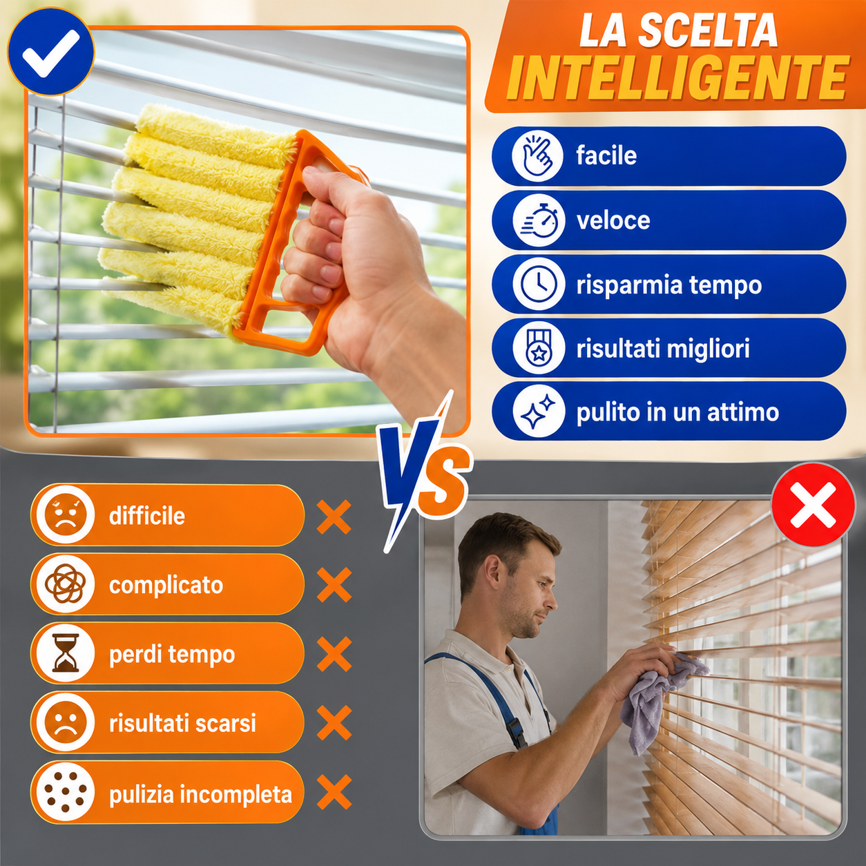 Spazzola Pulisci Tapparelle a 7 Dita