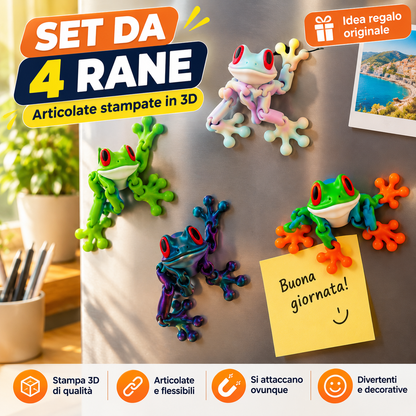 Set di 4 Rane Articolate Stampate in 3D ⭐