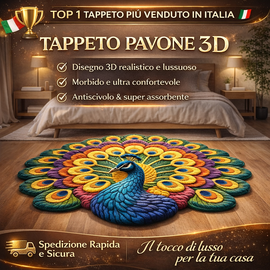 🦚 Tappetino pavone con effetto 3D