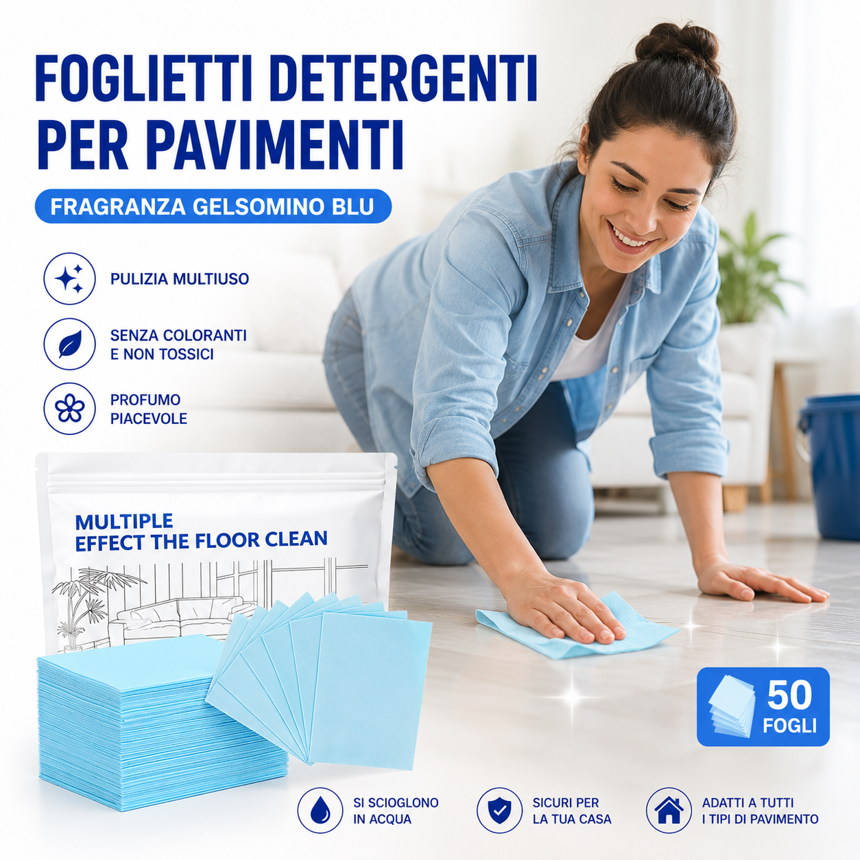 Foglietti detergenti per pavimenti
