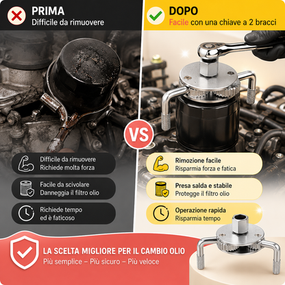 Chiave Professionale Rimuovi Filtro Olio 3 Griffe