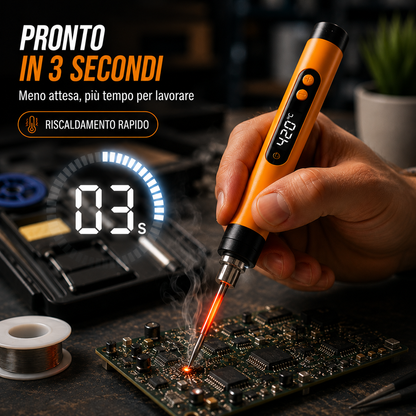 Kit Saldatore USB Ricaricabile con Display Digitale