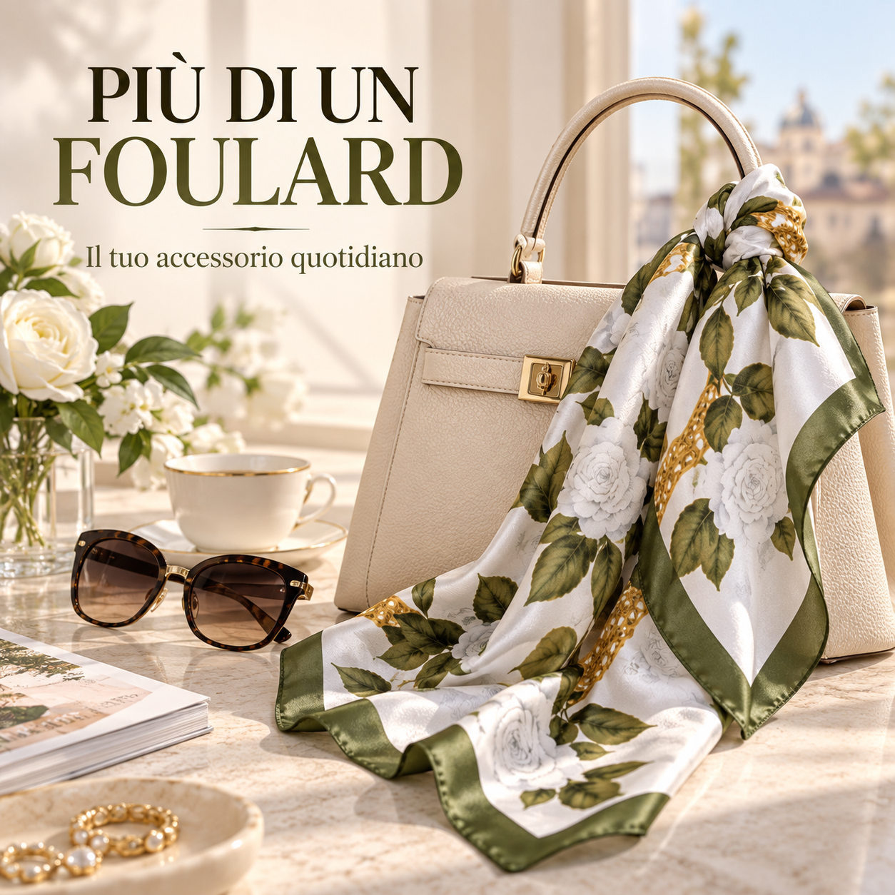 OFFERTA ESCLUSIVA | Foulard Elegante in Seta con Motivo Floreale
