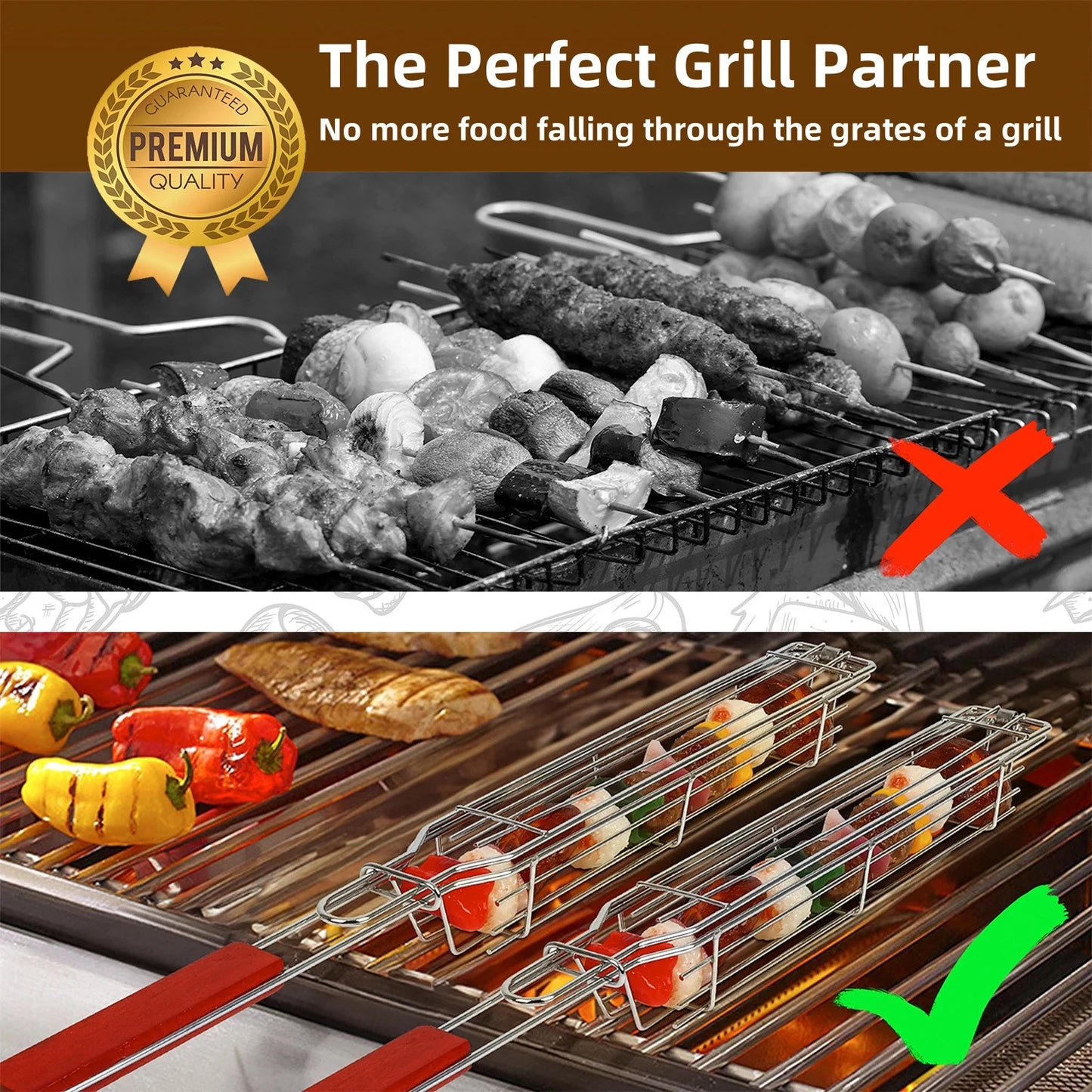 Cestello per Griglia con Manico in Legno