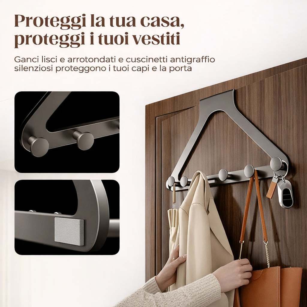 ✅ Senza Forare! Appendiabiti da Porta a 6 Ganc🔥