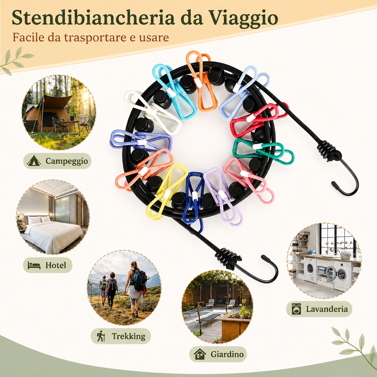 🥰 Corda stendibiancheria elastica da viaggio