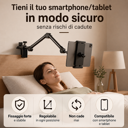 Supporto Premium 360° per Tablet e Smartphone con Morsetto da Tavolo