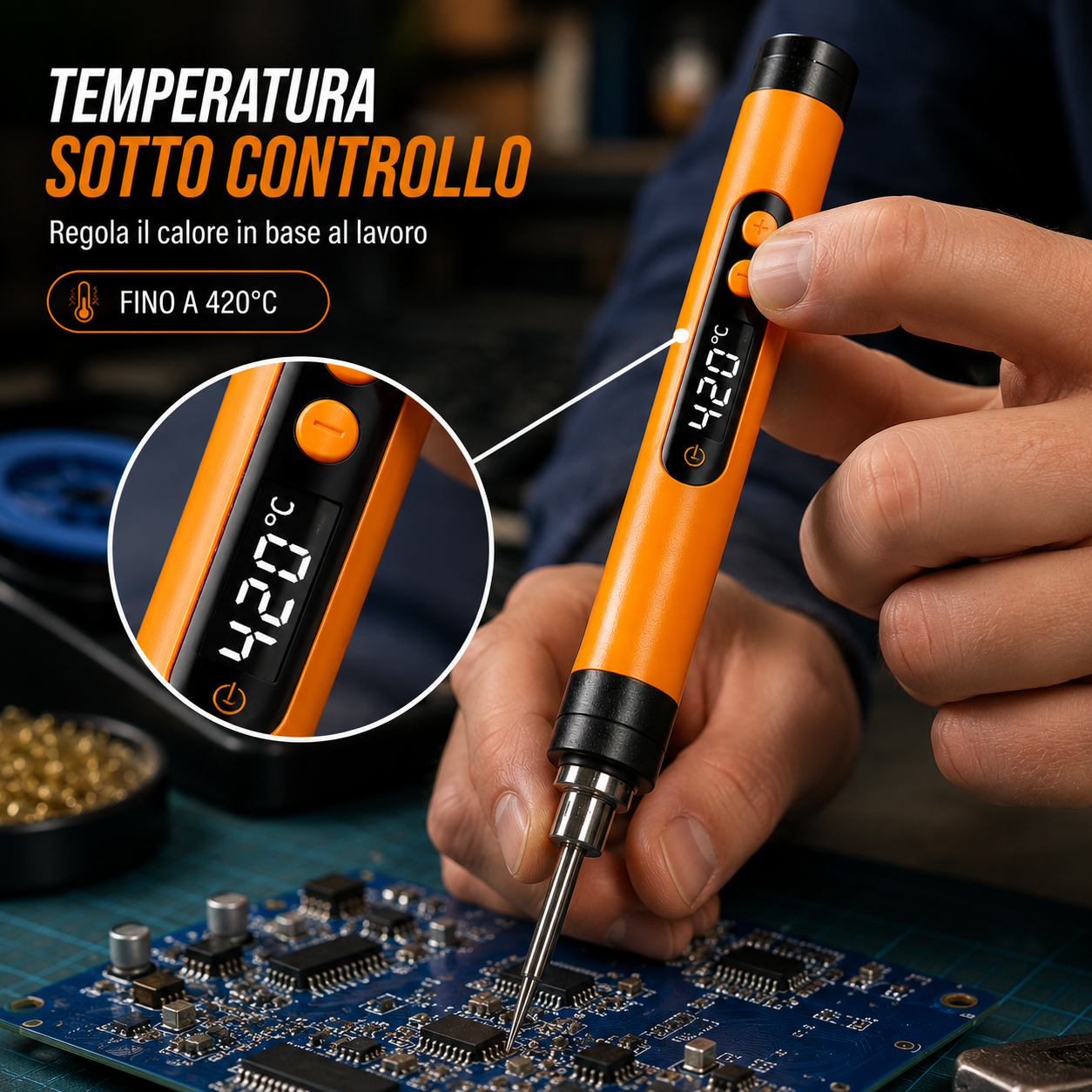 Kit Saldatore USB Ricaricabile con Display Digitale