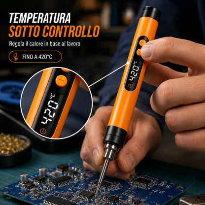 Kit Saldatore USB Ricaricabile con Display Digitale