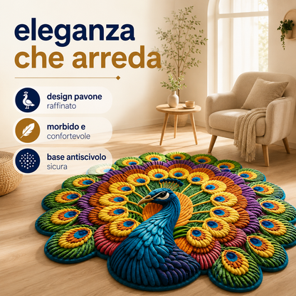 Tappeto Decorativo Pavone 3D