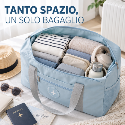 Borsone da Viaggio Pieghevole e Impermeabile con Fascia per Trolley