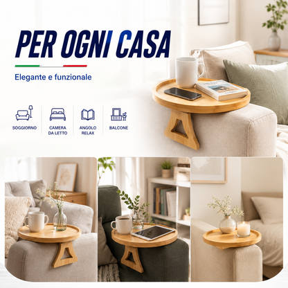 Vassoio per bracciolo del divano con clip in legno di alta qualità