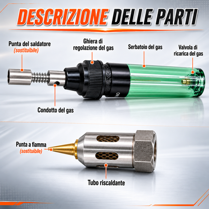 Saldatore e mini torcia a gas a penna
