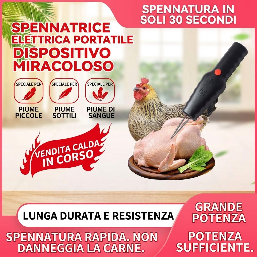 Spiumatrice Elettrica per Pollame ad Alta Potenza – Ricaricabile USB