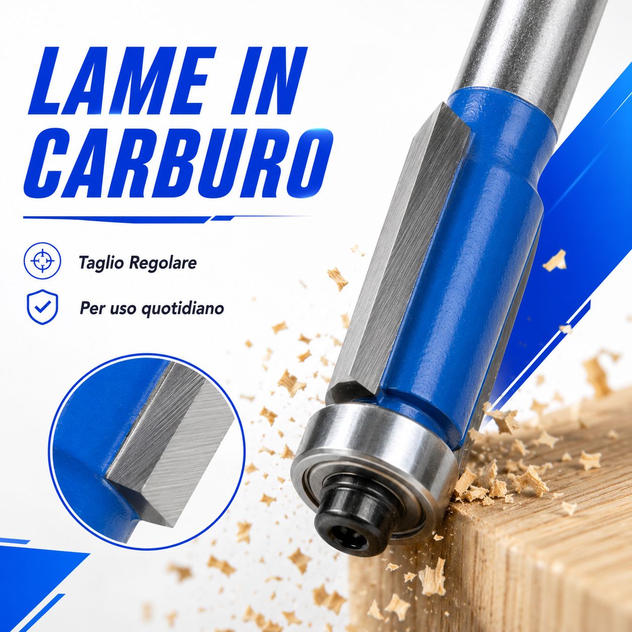 Set di punte per fresatrice a rifilare con cuscinetto superiore