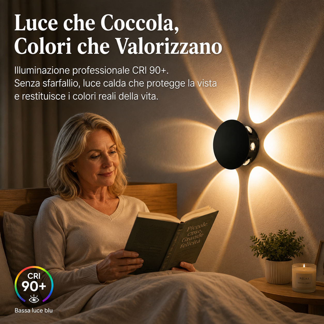 Lampada da Parete LED a 6 Fasci di Luce Regolabili