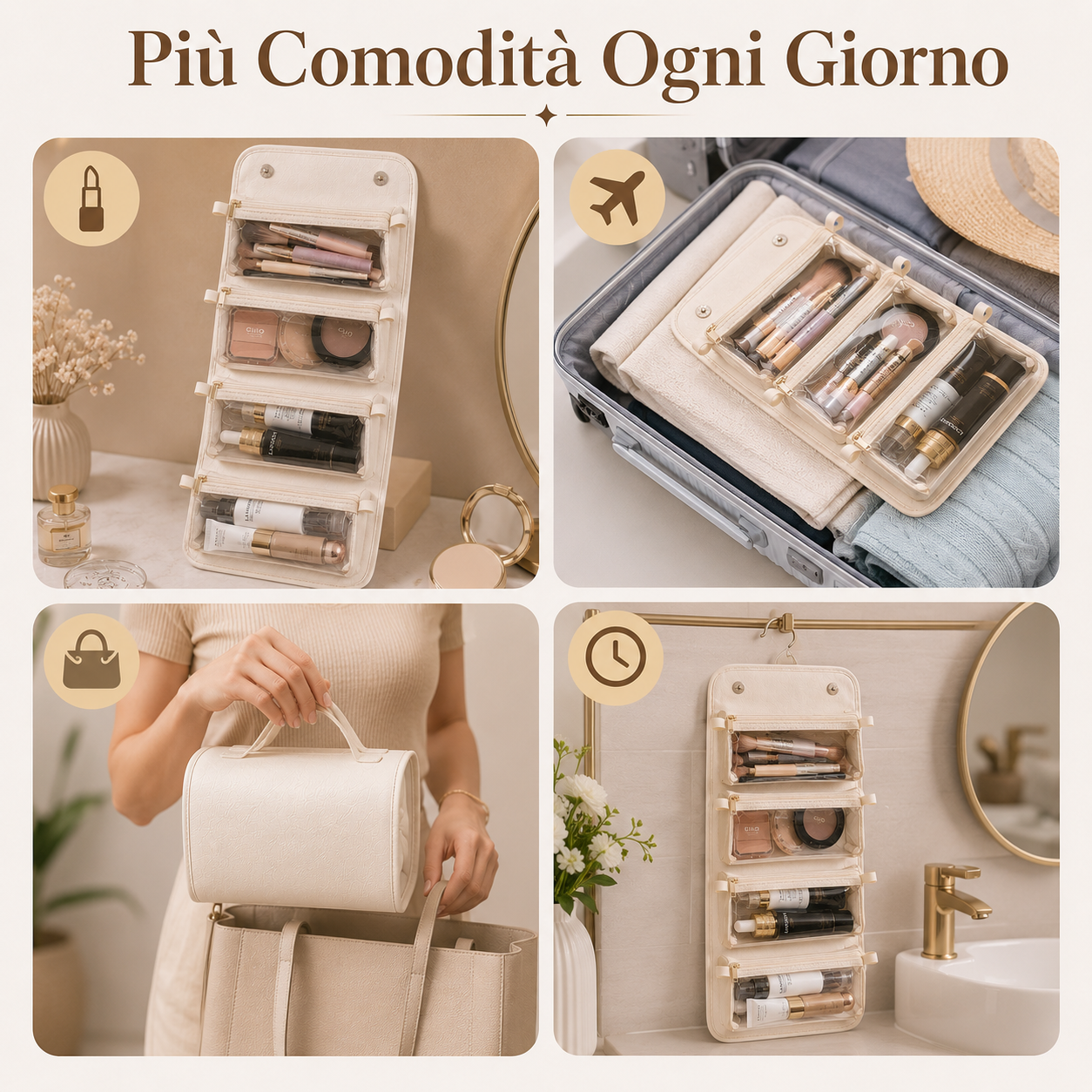 ✨ Beauty Case Pieghevole 4 in 1 con Scomparti Removibili