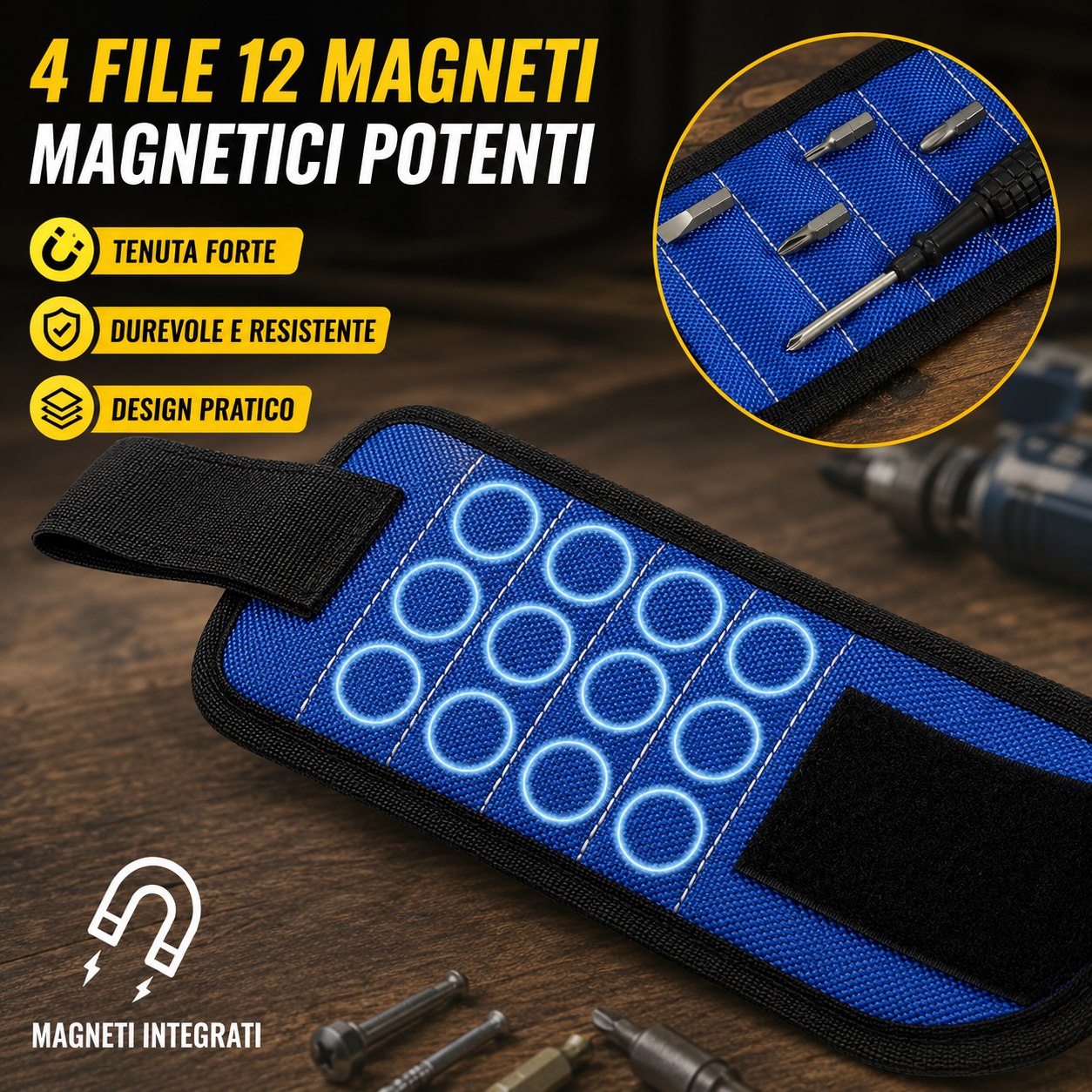 Bracciale Magnetico Multifunzione Porta Viti e Attrezzi