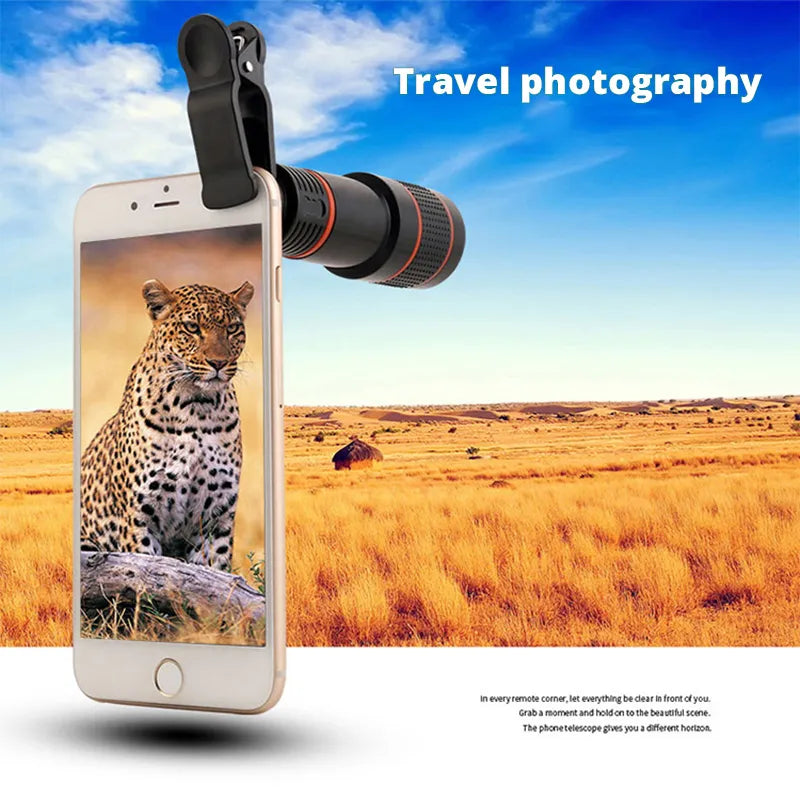 Obiettivo teleobiettivo per telefono con treppiede