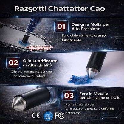 Strumento per grasso per barra motosega