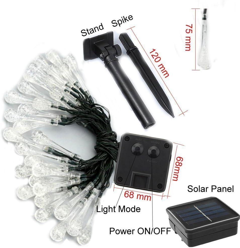 Catena luminosa a LED con gocce d'acqua