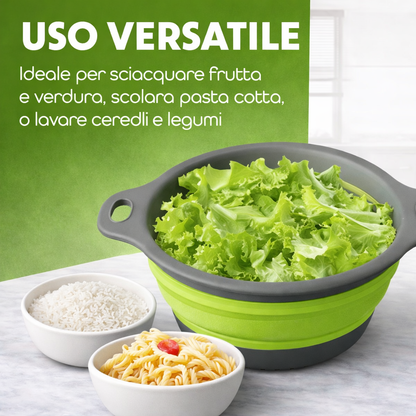 Scolapasta pieghevole in silicone