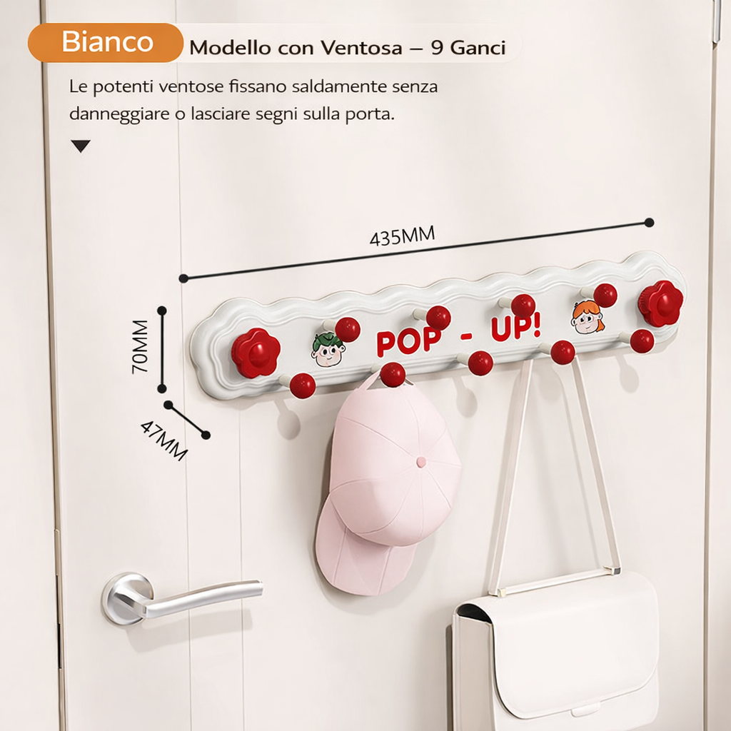 Gancio appendiabiti da parete antiforatura