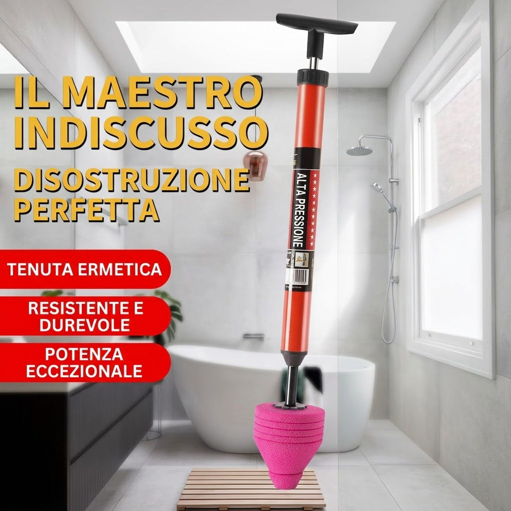 Pompa sturalavandini manuale ad aria compressa per WC e tubature