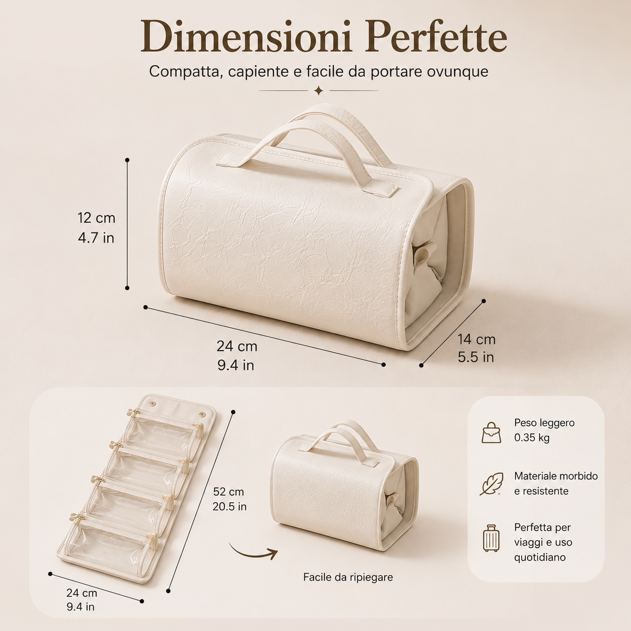 ✨ Beauty Case Pieghevole 4 in 1 con Scomparti Removibili
