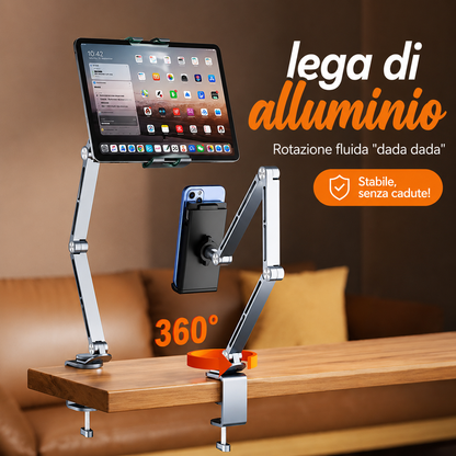 Supporto Premium 360° per Tablet e Smartphone con Morsetto da Tavolo
