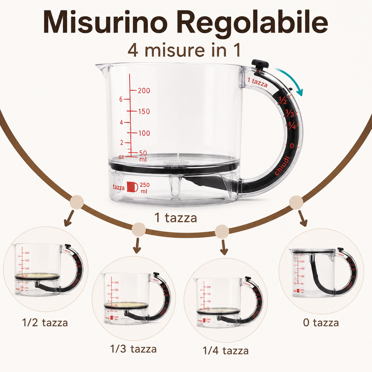 Misurino Regolabile 4 in 1 con Fondo Push-Up