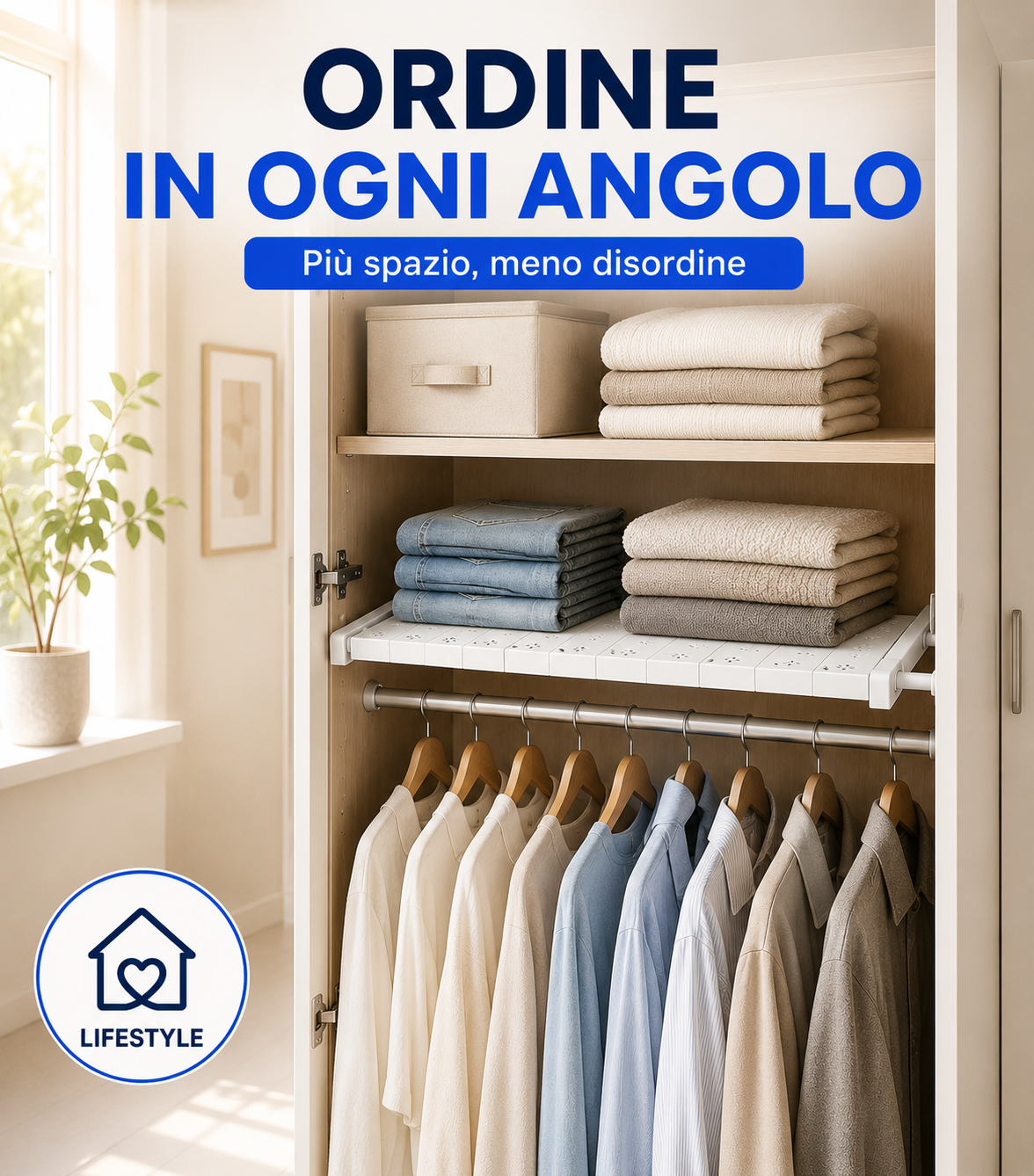 Mensola Estensibile Salvaspazio per Armadio