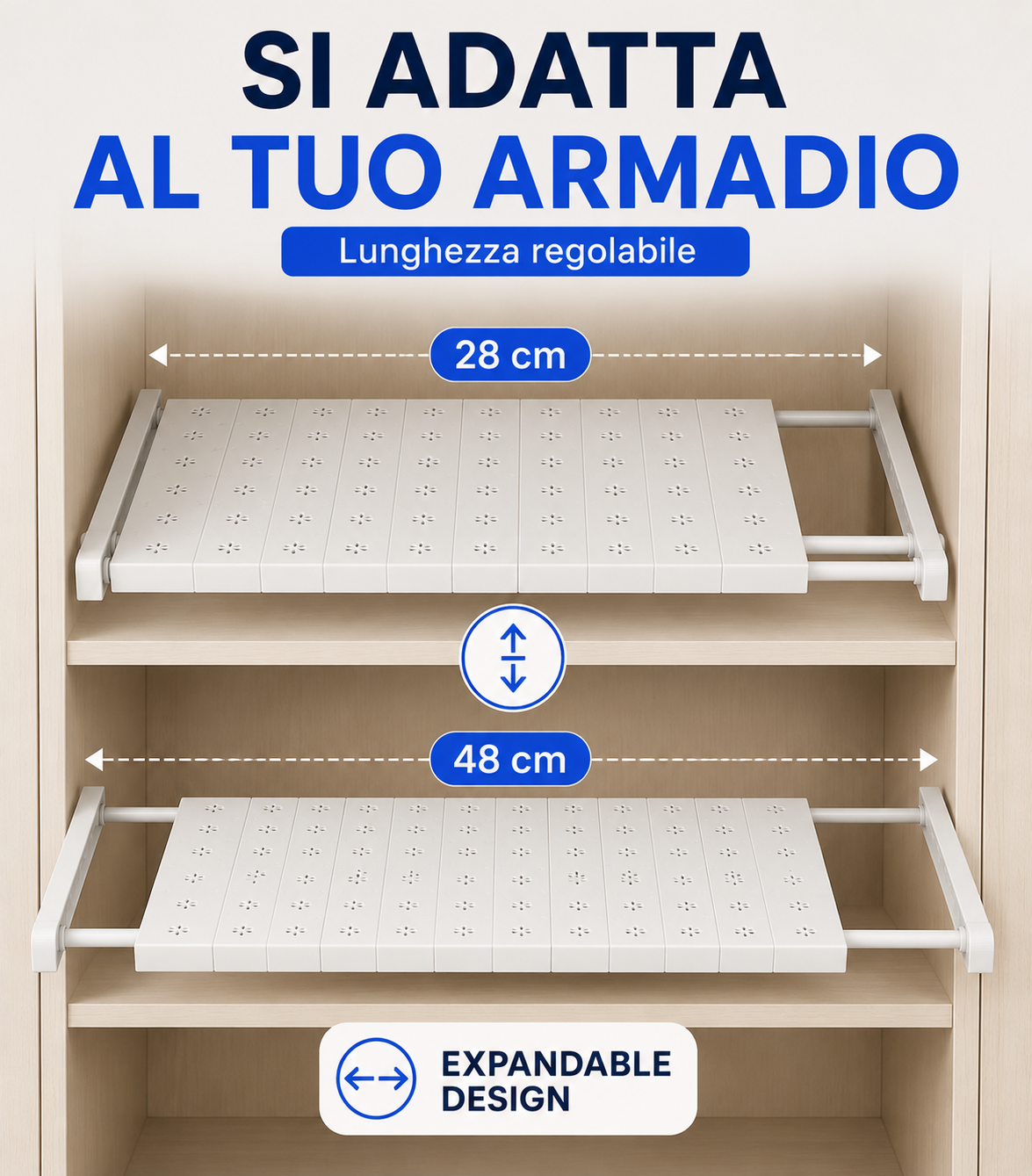 Mensola Estensibile Salvaspazio per Armadio