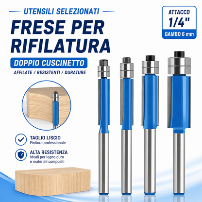 Kit di Frese Rifilatrici a Doppio Cuscinetto per Fresatrice per Legno