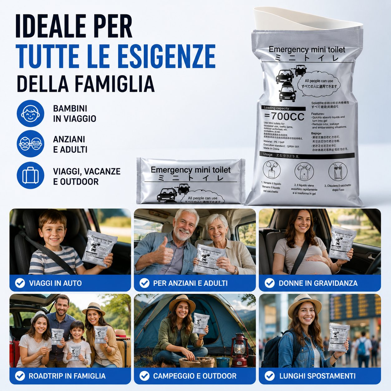 💥Mini bag toilette d’emergenza 700ml 💥