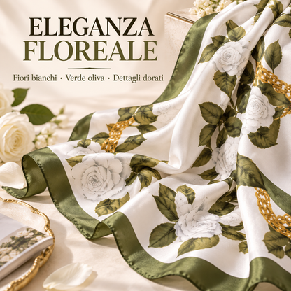 OFFERTA ESCLUSIVA | Foulard Elegante in Seta con Motivo Floreale
