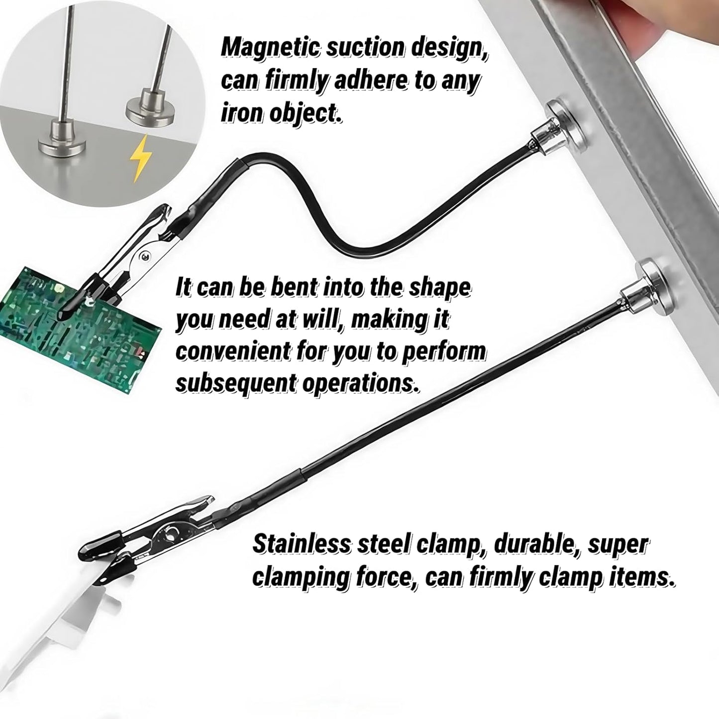 Clip flessibile per saldatura magnetica