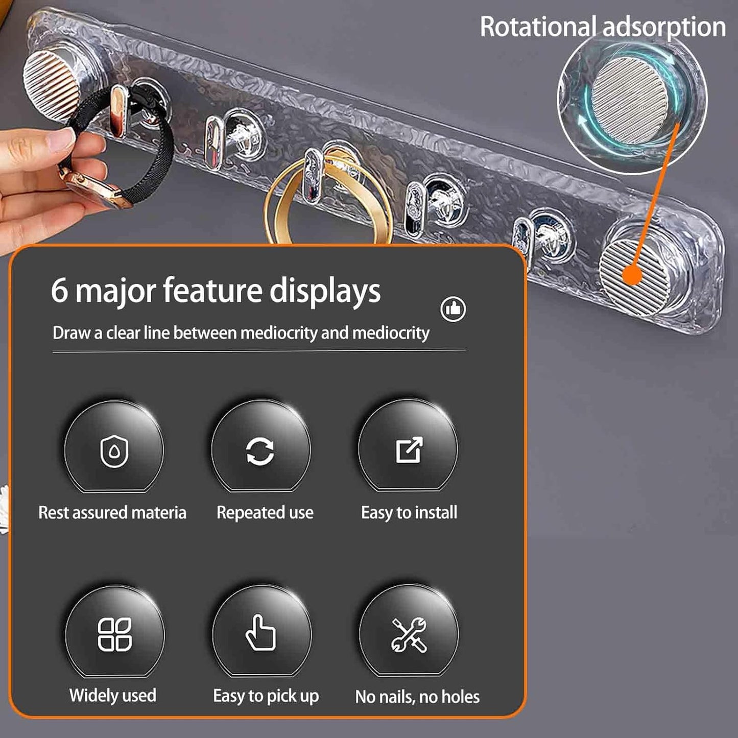 Gancio a ventosa potente senza fori