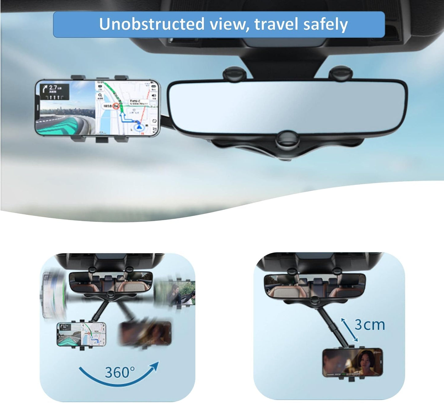 Supporto per telefono da auto girevole