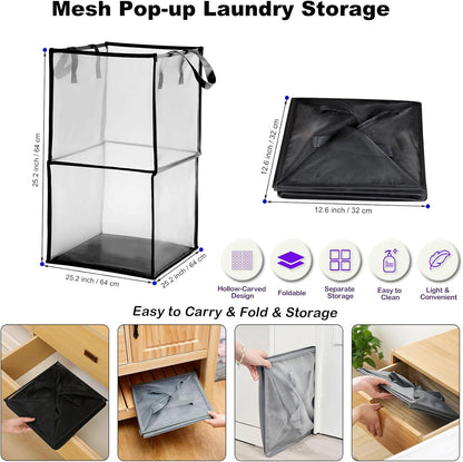 Cesto per biancheria pieghevole in rete