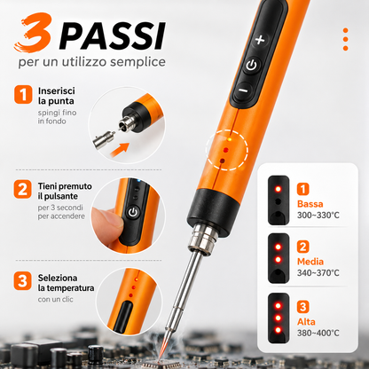 Kit Completo Saldatore USB Ricaricabile con Accessori