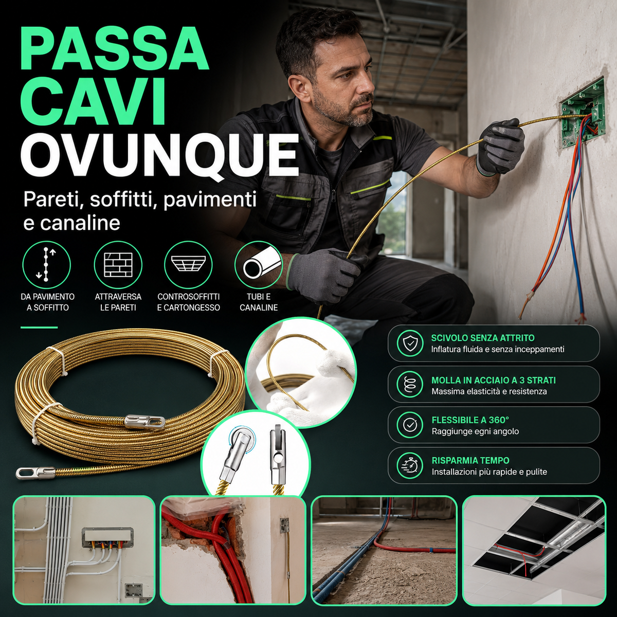 Strumento per la Filettatura dei Fili Elettrici 10 m