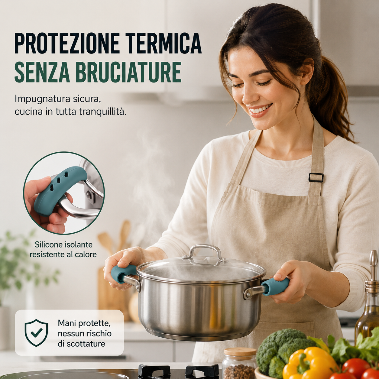 Maniglie in silicone antiscivolo e antiscottatura