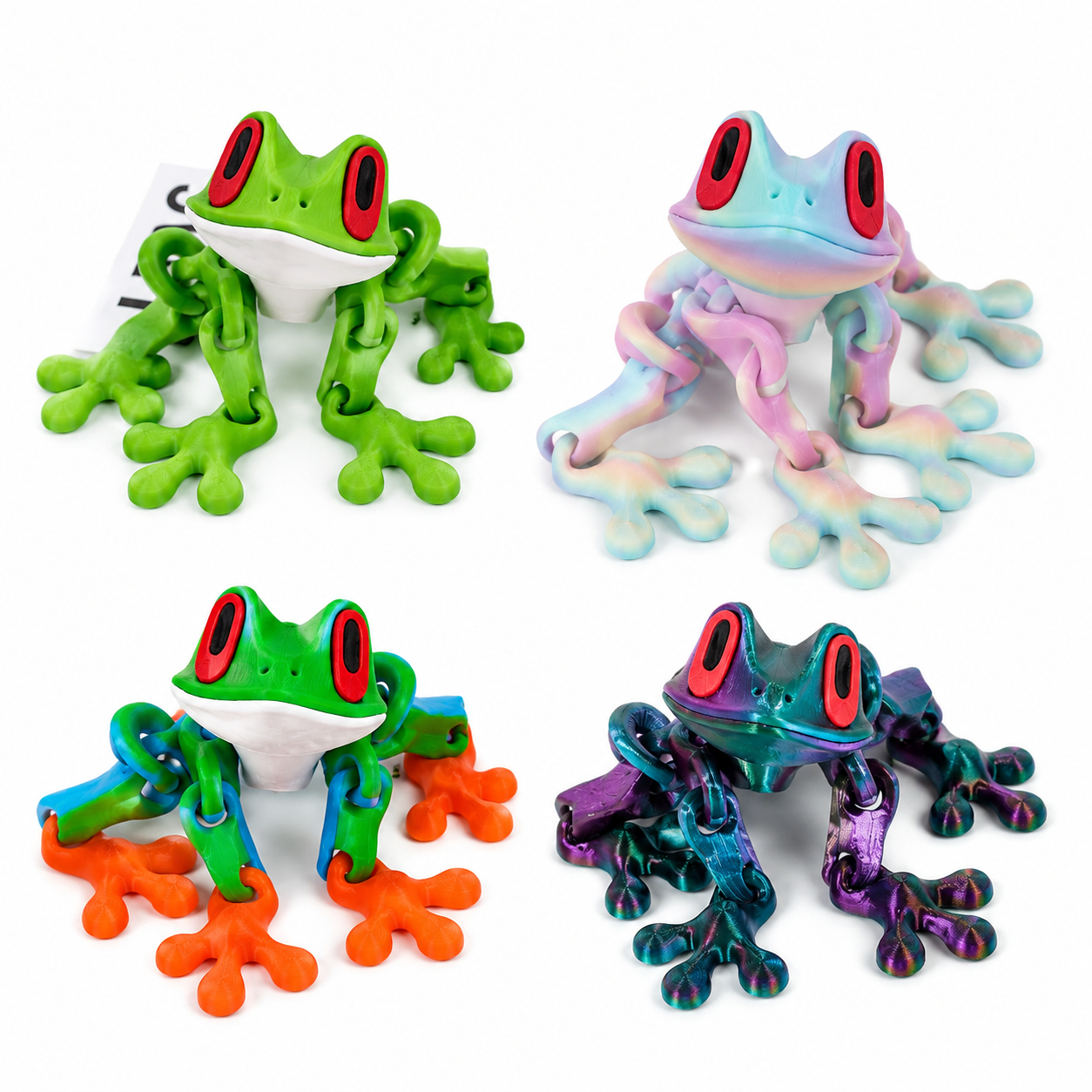 Set di 4 Rane Articolate Stampate in 3D ⭐